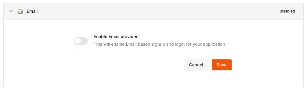 Email authentication toggle in ecosystem settings