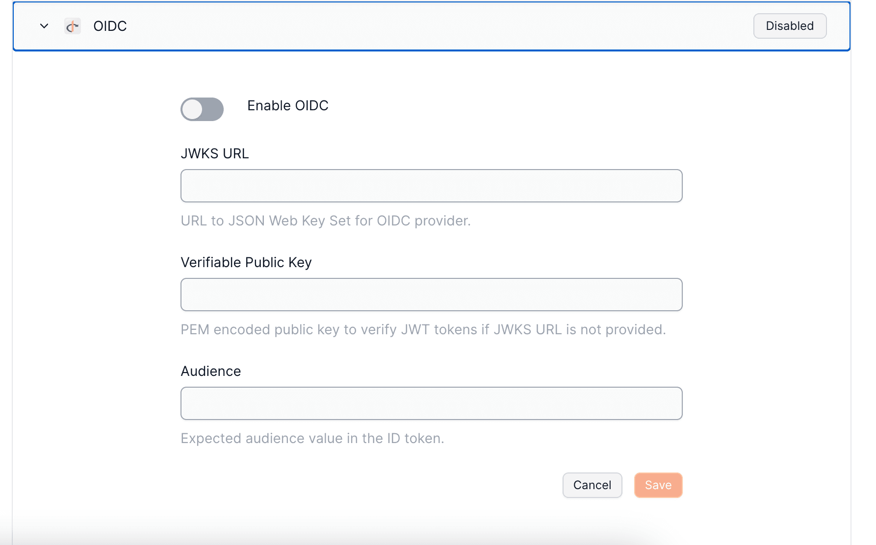 OIDC provider configuration in Openfort dashboard