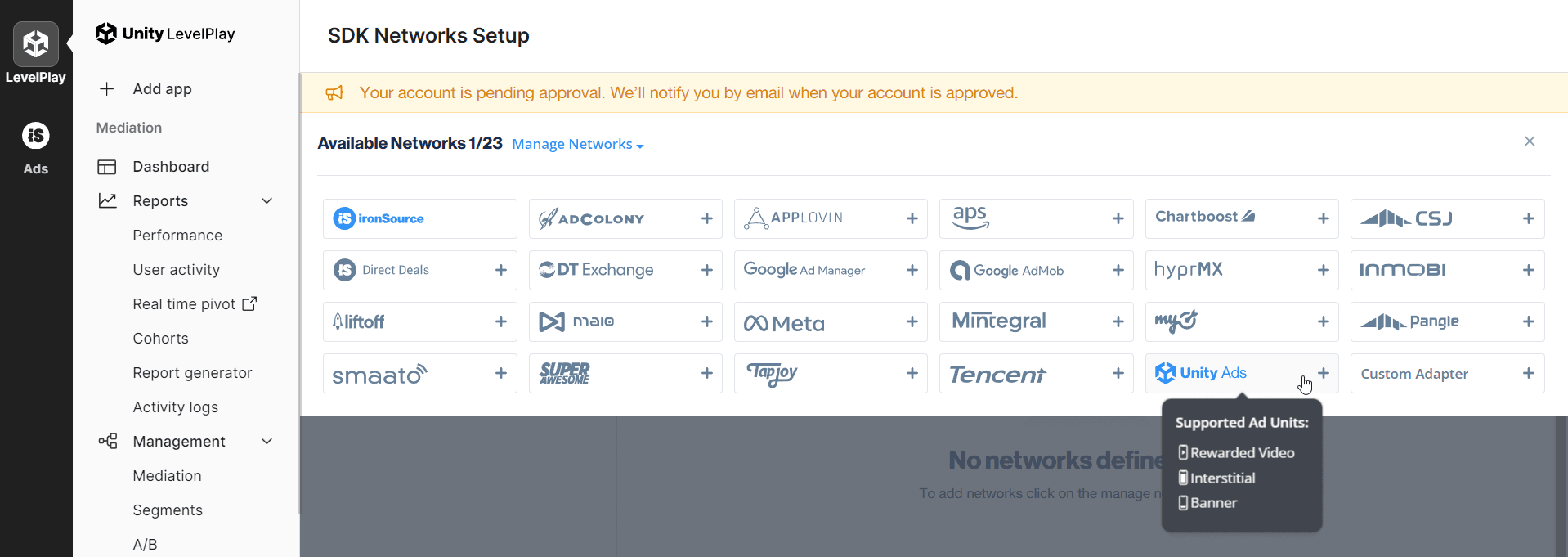 ironSource: available networks