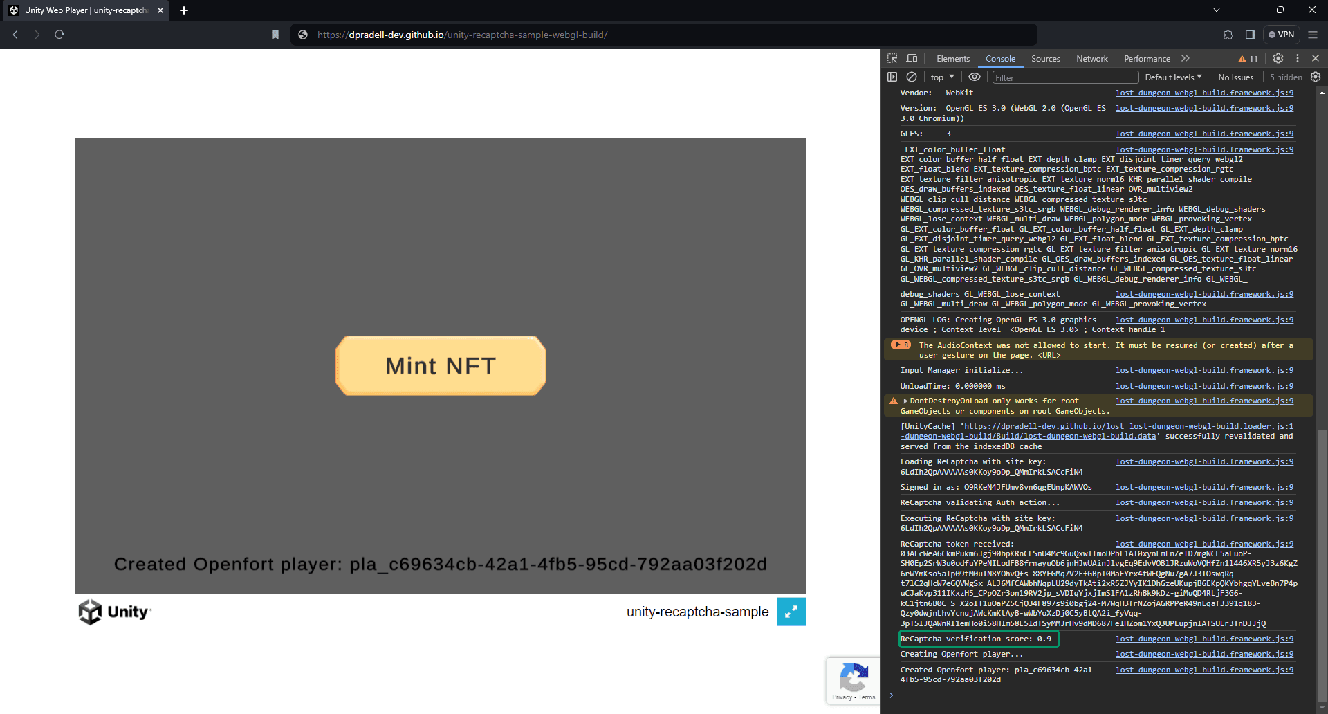 Build to WebGL: positive score