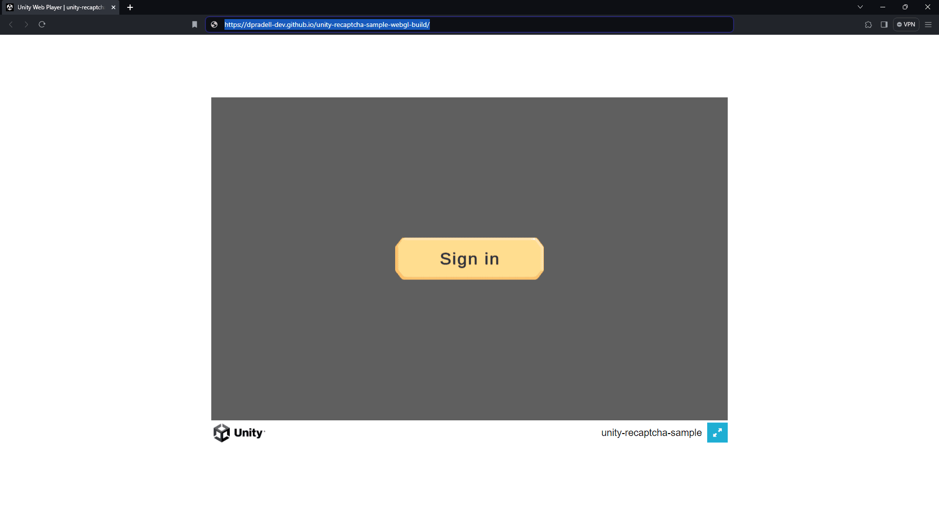 Build to WebGL: Sign in panel